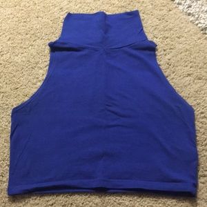 Crop Blue Turtleneck Tank